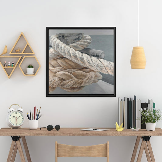 Toile marine grise | Gros plan sur les cordes d'arrimage