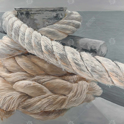 Bedroom Coastal Gray Canvas - Tie-down Ropes Closeup Decor