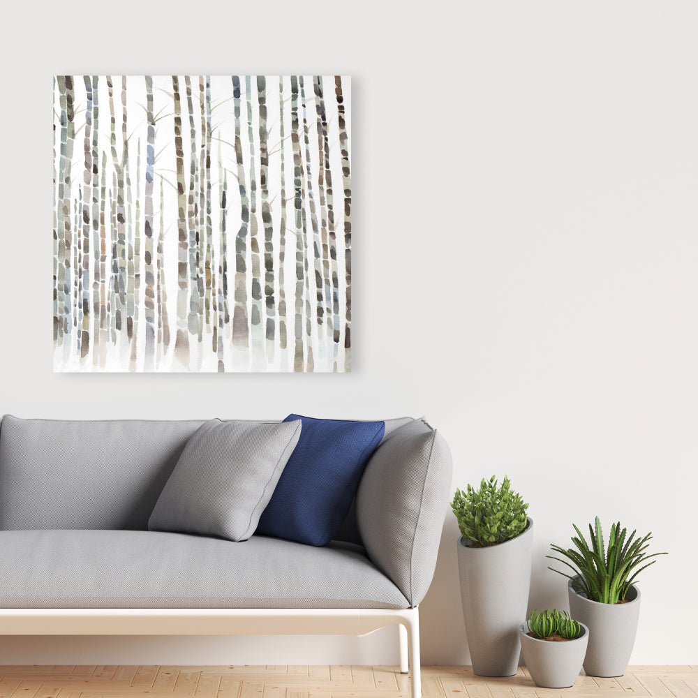 Minimalist White Birch Trees Canvas | Forest Home Decor