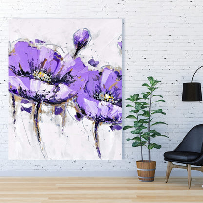 Purple Anemone Flowers Canvas | Contemporary Floral Decor