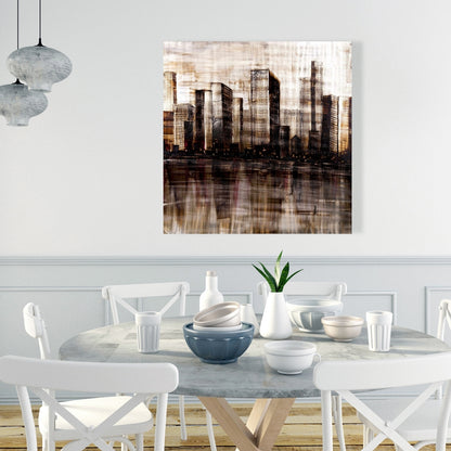 Industrial Brown Cities Canvas - Sketch of the City Decor