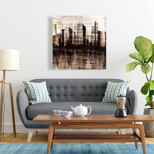 Industrial Brown Cities Canvas - Sketch of the City Decor