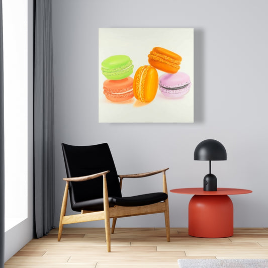 Small Bites of Macaroons Canvas | Gourmet Home Decor Art