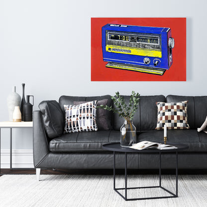 Retro Radio Alarm | Blue Canvas | Contemporary Bedroom Decor