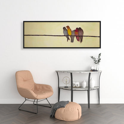 Five Birds on a Branch | Contemporary Canvas for Bedroom Decor