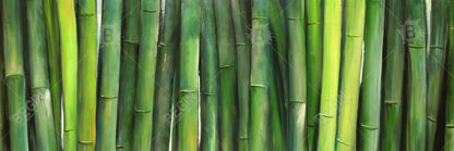 Toile de bambou verte | Décoration murale botanique florale asiatique