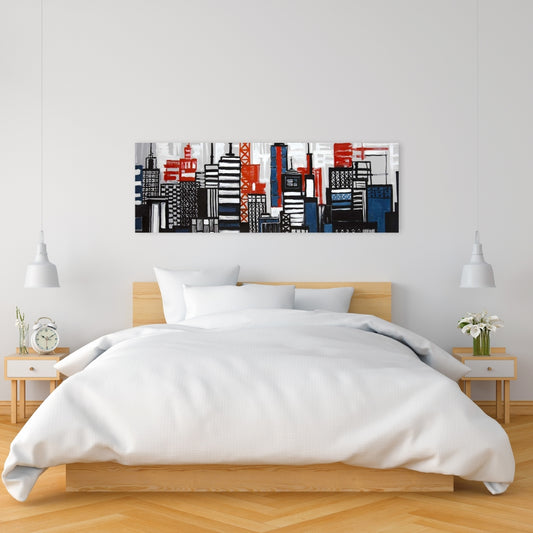 Geometric Towers & Buildings Canvas | Shapes Blue Cities Decor