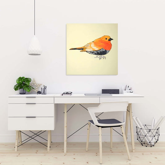 Little Orange Bird Illustration Canvas | Bedroom Home Decor