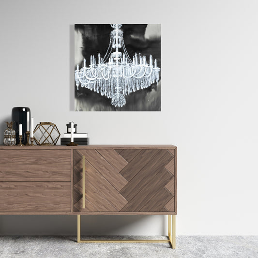 Glam Chandelier Bedroom Canvas - Blue Contemporary Wall Art