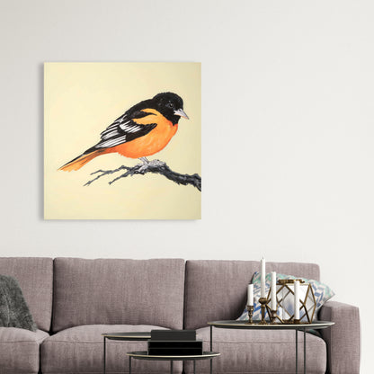 Black Bedroom Canvas | Realistic Bird on Branch Home Decor