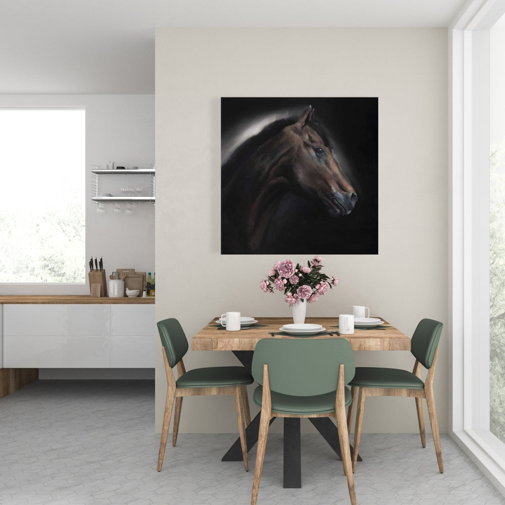 Loneliness Horse Rustic Brown Canvas | Home Decor Art Piece