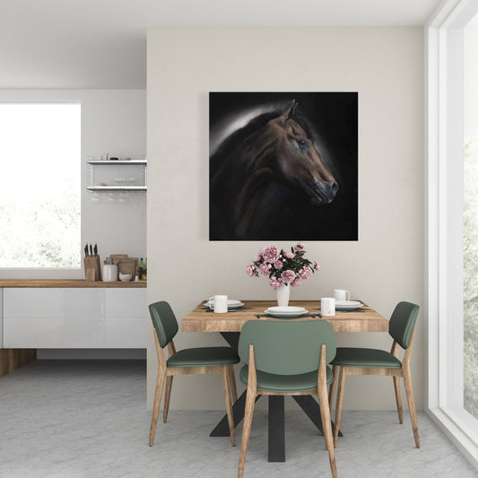 Loneliness Horse Rustic Brown Canvas | Home Decor Art Piece