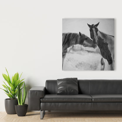 Horses Lover Monochrome Farm Animals Canvas - Home Decor