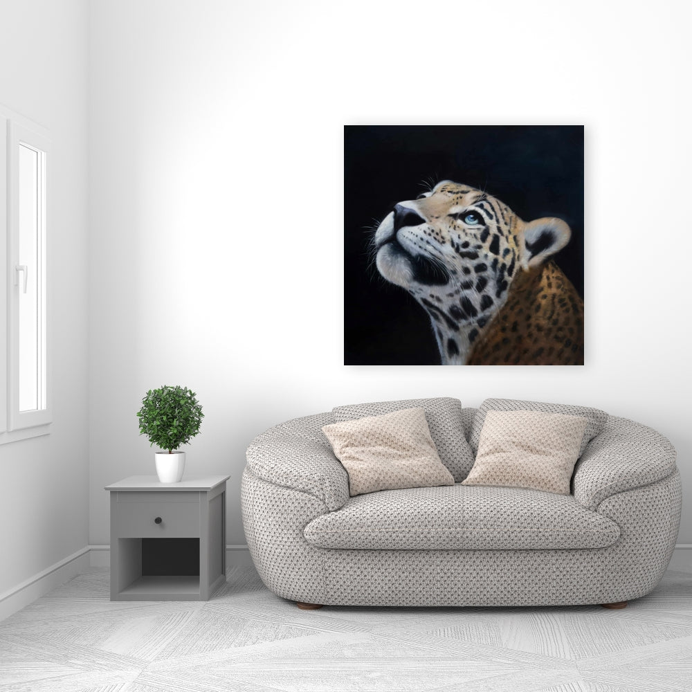 Realistic Leopard Face Canvas | White Bedroom Feline Decor