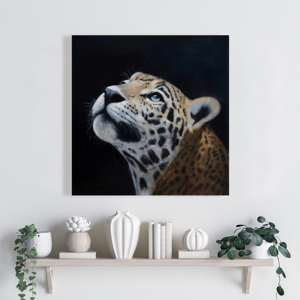 Realistic Leopard Face Canvas | White Bedroom Feline Decor
