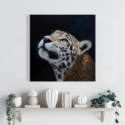 Realistic Leopard Face Canvas | White Bedroom Feline Decor