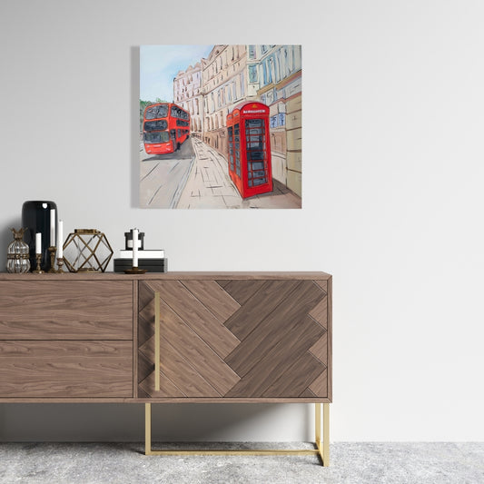 Industrial Bedroom Canvas - London Bus & Telephone Booth Decor