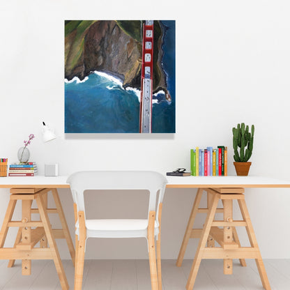 Golden Gate & Mountains Canvas | Sea Cities Bedroom Decor