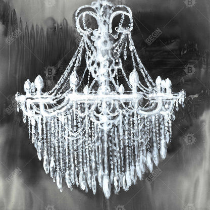 Toile encadrée bleue contemporaine - Décoration de lustre Big Glam
