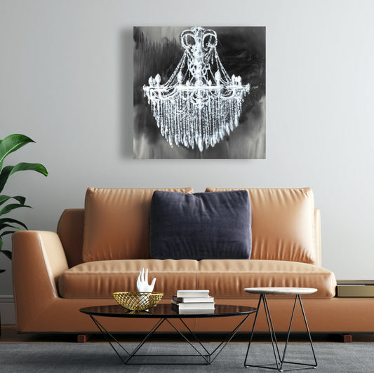 Big Glam Chandelier Blue Canvas - Elegant Bedroom Wall Art