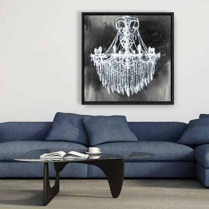 Toile encadrée bleue contemporaine - Décoration de lustre Big Glam
