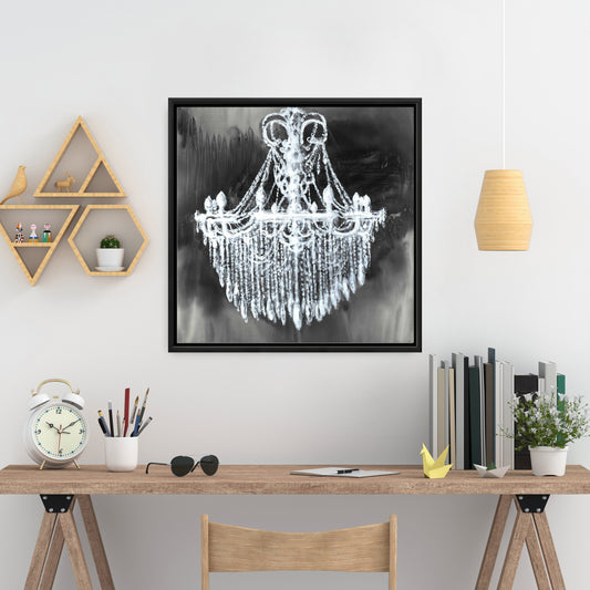 Toile encadrée bleue contemporaine - Décoration de lustre Big Glam