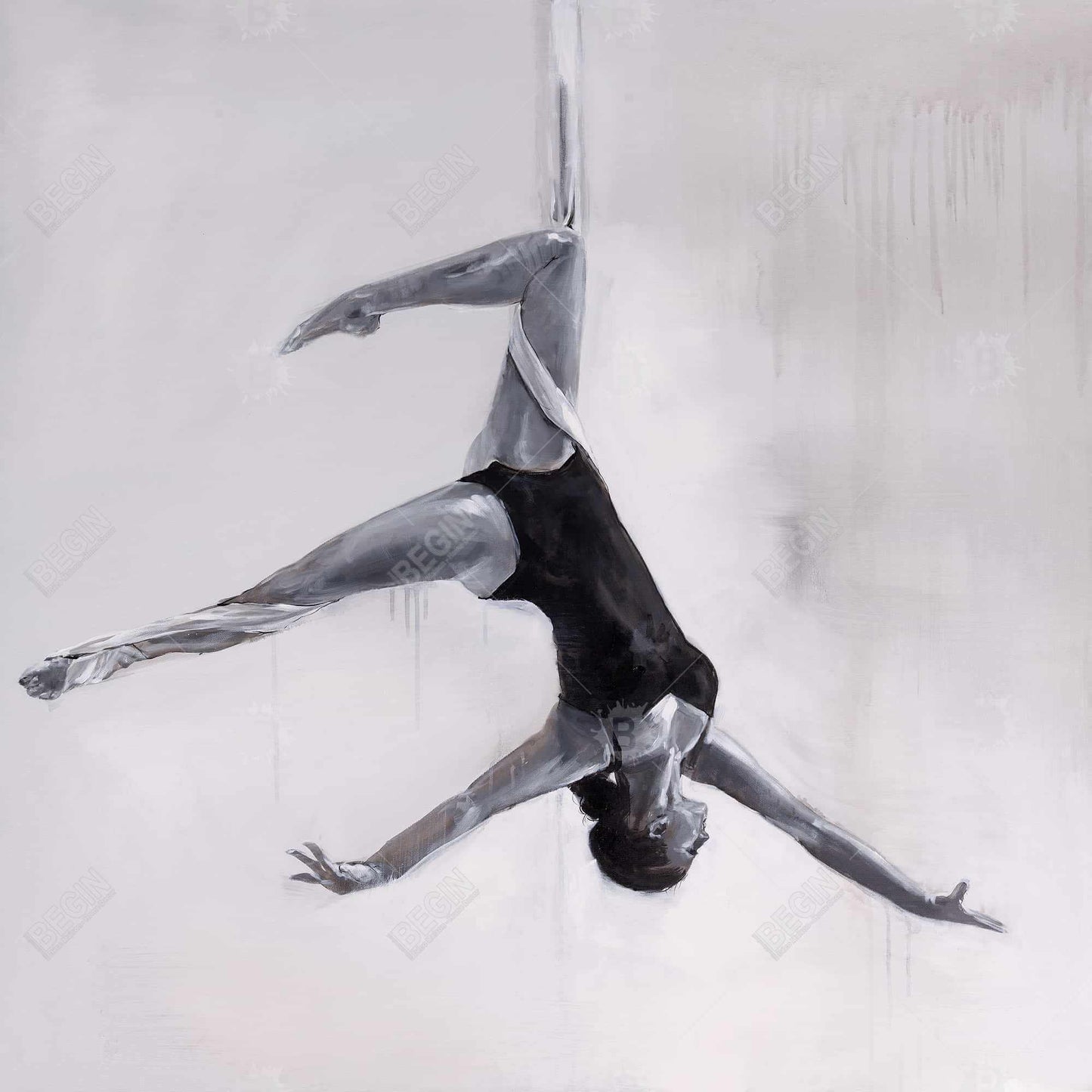 Danseuse sur toile de soie aérienne | Décoration d'intérieur monochrome