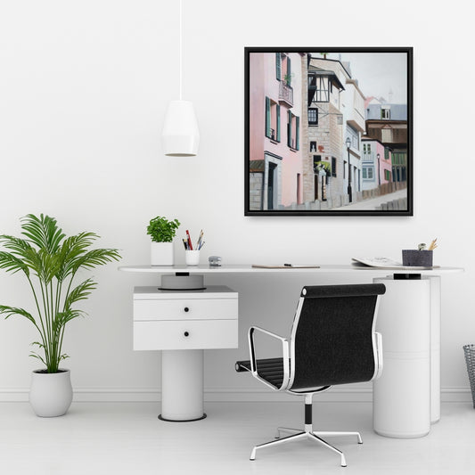Brown Building Canvas - Street in Montmartre Paris Wall Art