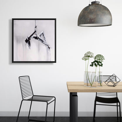 Toile de danseuse sur contorsion aérienne | Décoration d'intérieur encadrée blanche