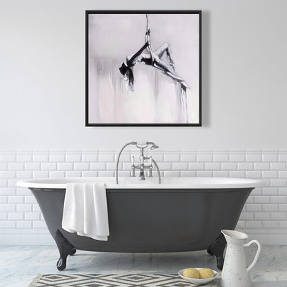 Toile de danseuse sur contorsion aérienne | Décoration d'intérieur encadrée blanche