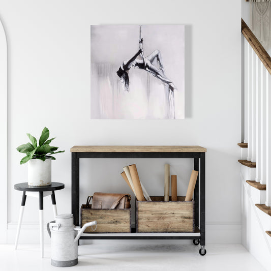 Monochrome Canvas - Dancer on Aerial Contortion Home Decor