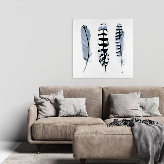 Blue Bohemian Animals Canvas - Delicate Feathers Home Decor