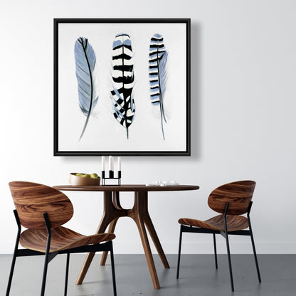 Toile encadrée « Plumes délicates » – Décoration de chambre animalière