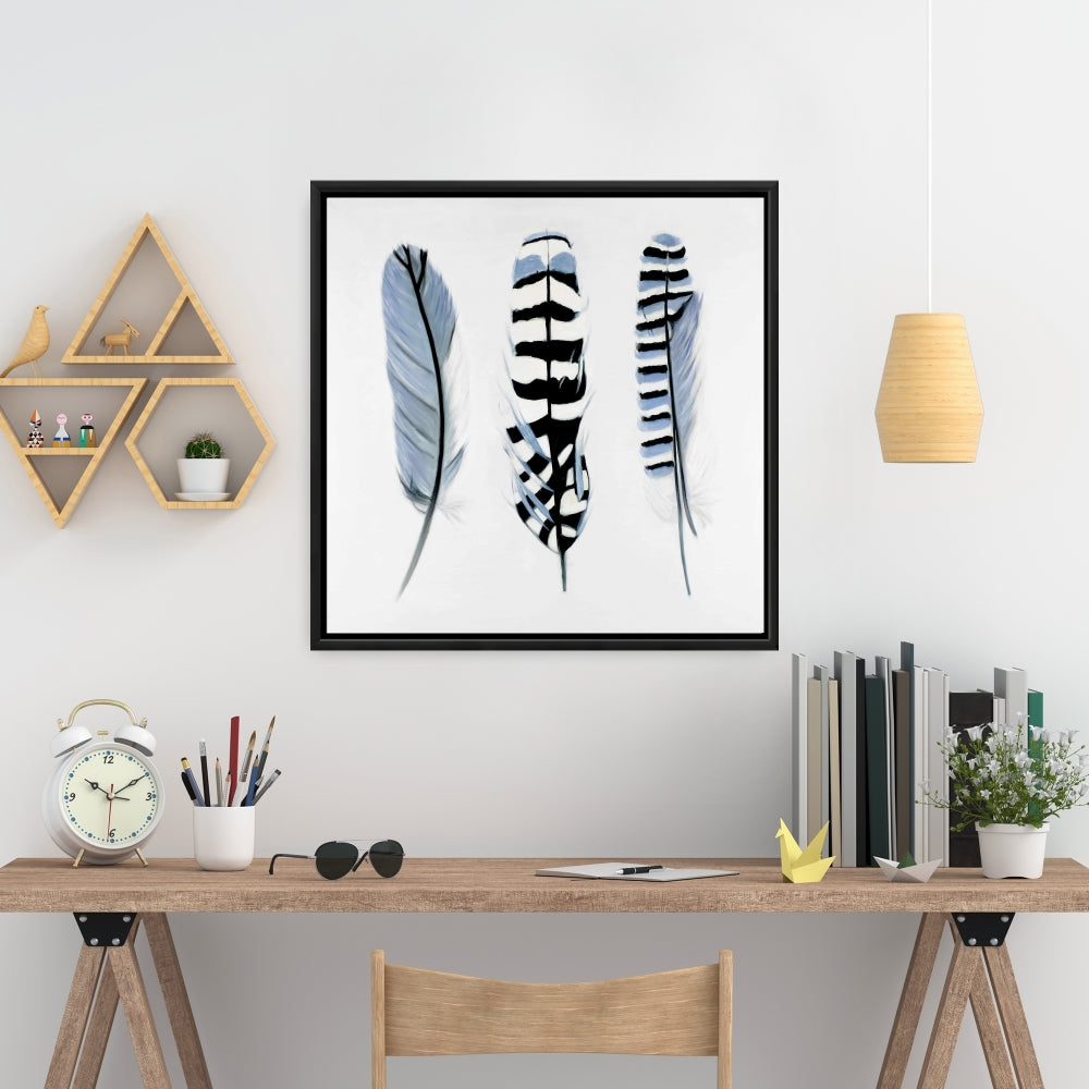 Toile encadrée « Plumes délicates » – Décoration de chambre animalière