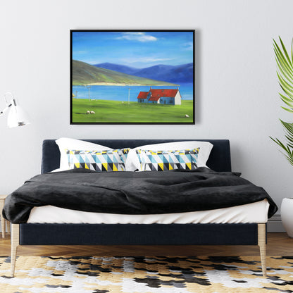 Toile Highlands écossaises | Décoration de chambre côtière bleue