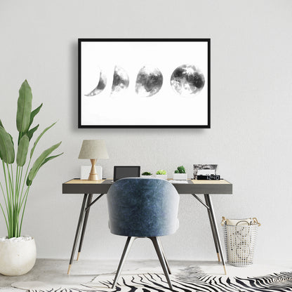 Toile encadrée « Éclipse des phases » – Décoration d'intérieur minimaliste inspirée de l'astronomie