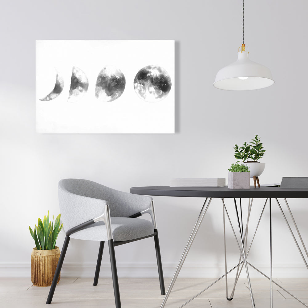 Minimalist White Bedroom Canvas - Eclipse in Several Phases