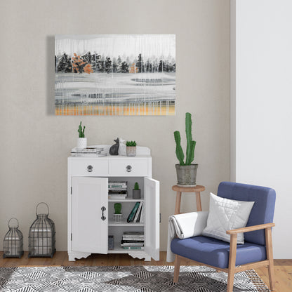 Winter Fir Landscape Canvas | Gray Trees Home Decor Art