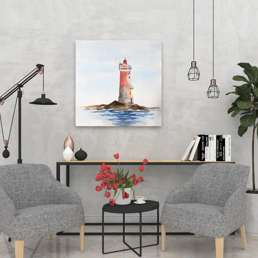 French Phare Les Pierres Noires Coastal Canvas | Home Decor