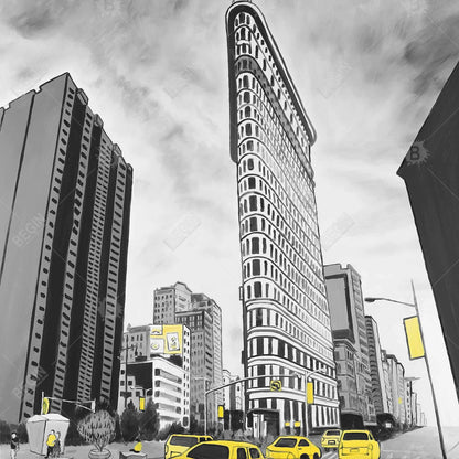 Flatiron Building to NYC Canvas | Home Decor City Outline