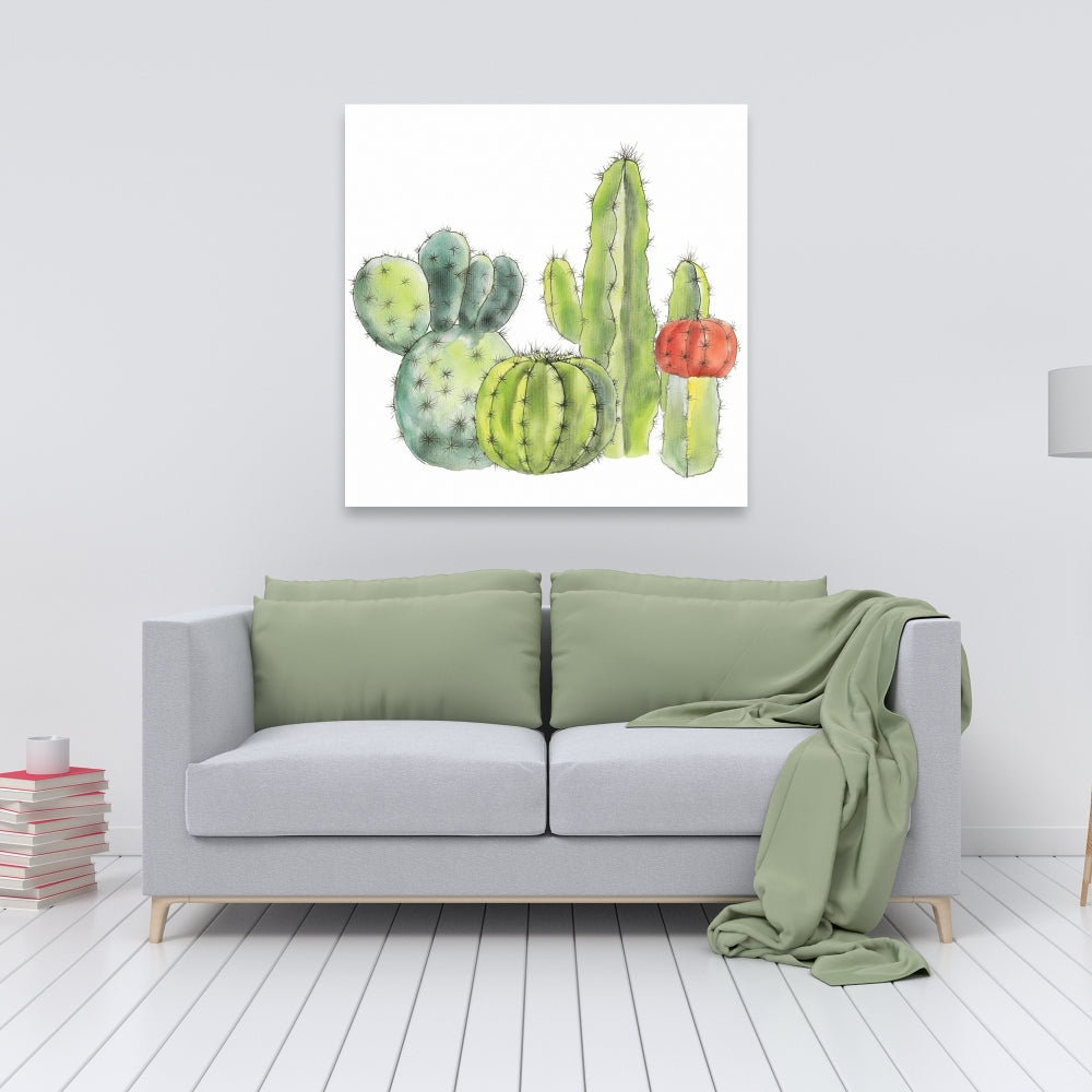 Red Bedroom Botanical Canvas - Gathering of Small Cactus Decor