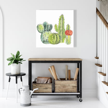 Red Bedroom Botanical Canvas - Gathering of Small Cactus Decor