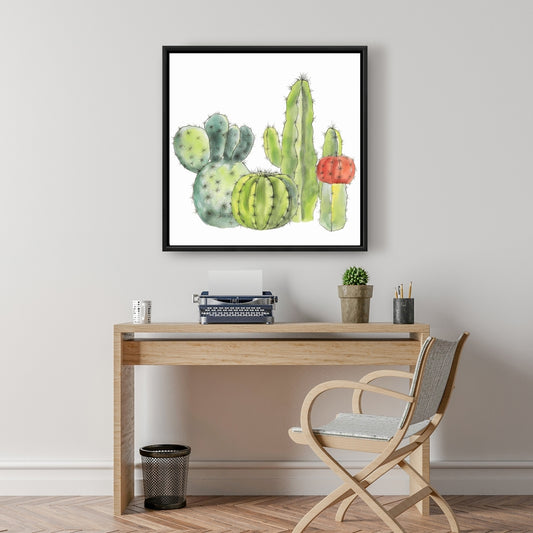 Toile encadrée « Rassemblement de petits cactus » - Décoration d'intérieur exotique