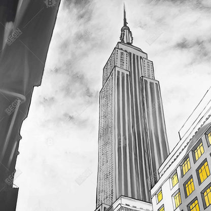 Empire State Building Outline Canvas | Home Decor Wall Art