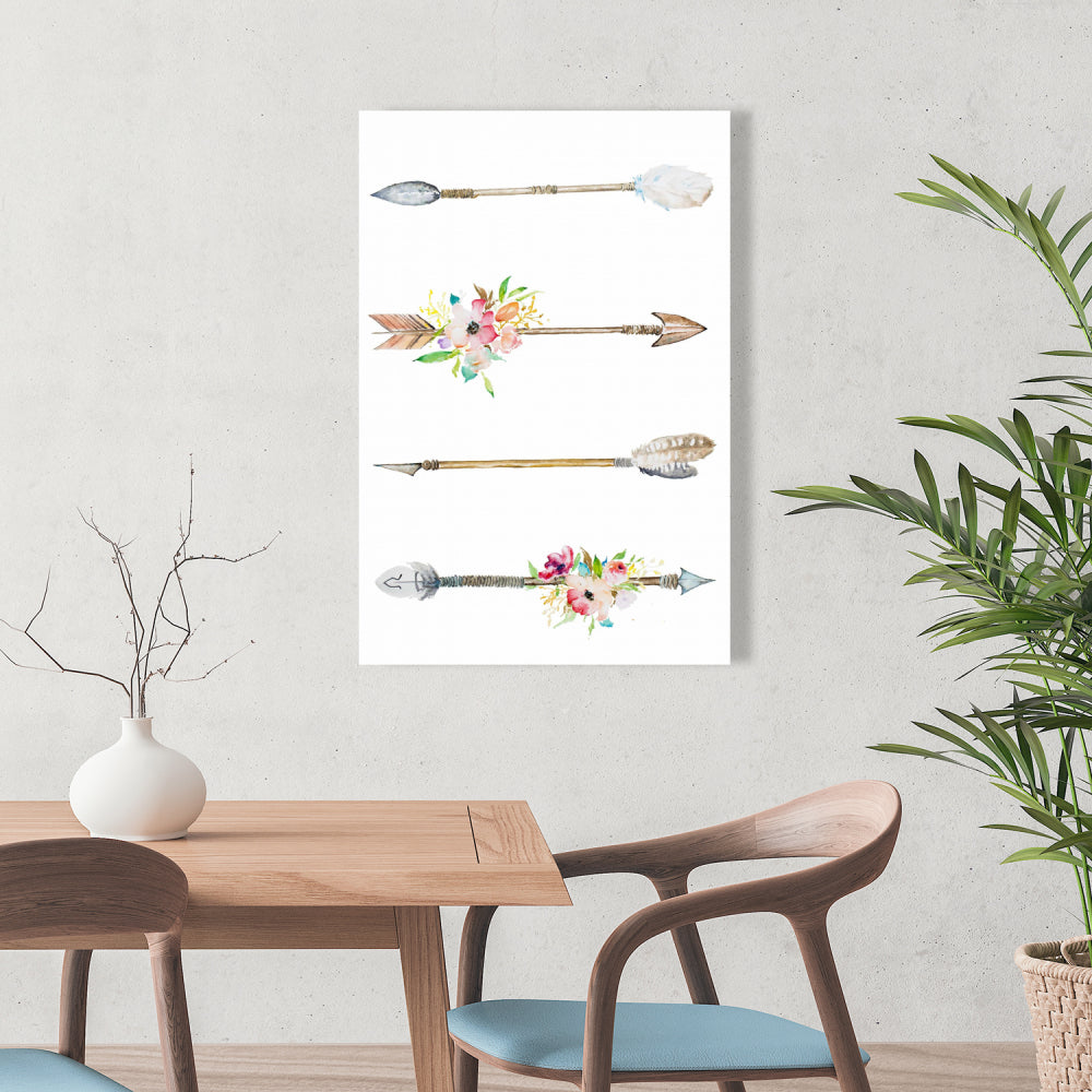 Bohemian Floral Canvas - Flèches et fleurs Home Decor Art