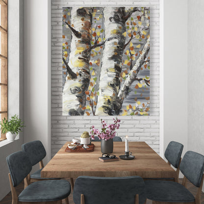 Budding White Birches Canvas | Contemporary Tree Art Decor