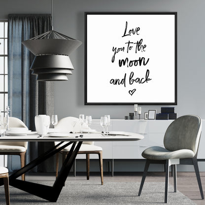 Je t'aime jusqu'à la lune et retour | Décoration romantique sur toile encadrée