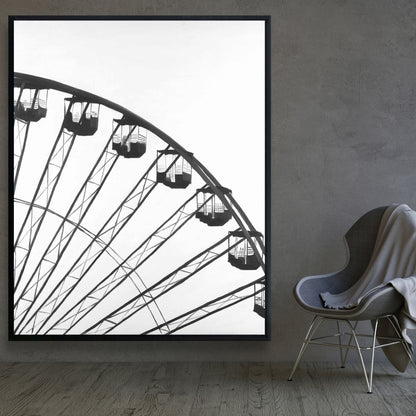 White Framed Canvas - Quarter of a Ferris Wheel - Bedroom Decor