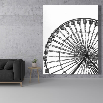 Monochrome Ferris Wheel Canvas | Architecture Home Decor