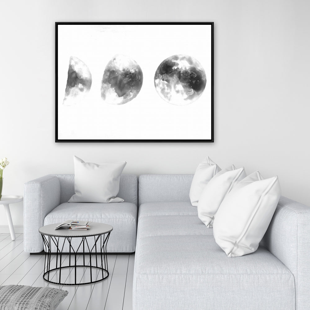 Toile encadrée « Éclipse des phases » – Décoration d'intérieur minimaliste inspirée de l'astronomie